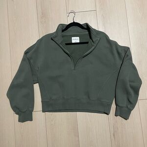 Abercrombie & Fitch Olive Green Fleece Half-Zip Pullover